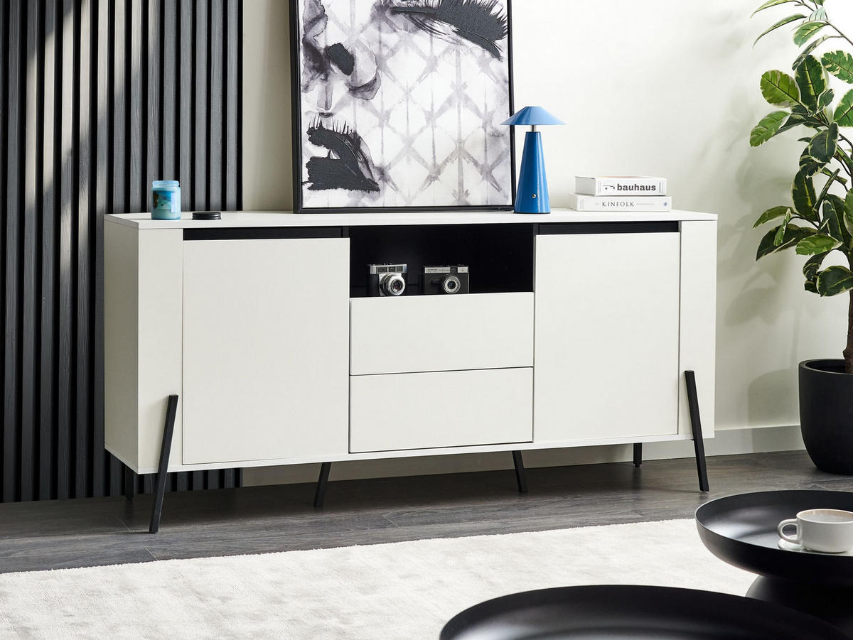 SIDEBOARD se 2 dveřmi Bílý Blackpool - bílá, kompozitní dřevo (160/76/39cm) - Beliani