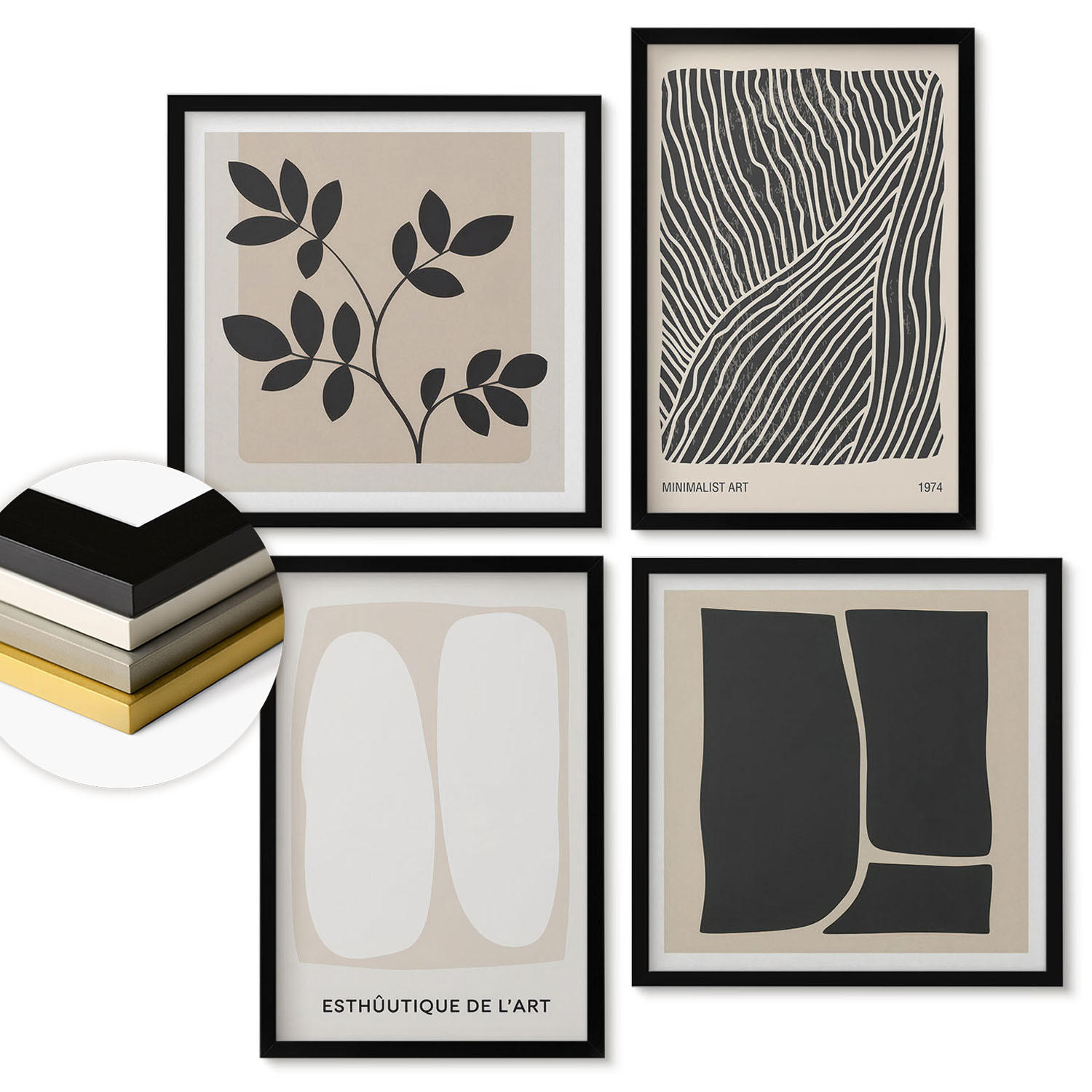 ArtPrintCave Wandbilder Schwarz 50x50 cm