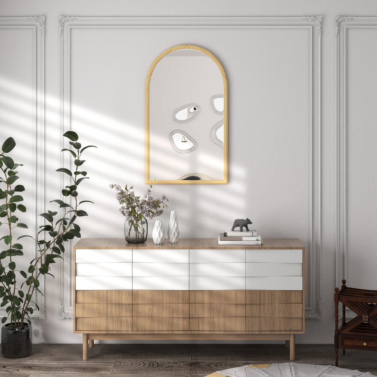 WANDSPIEGEL Naturfarben 65/110 cm - Naturfarben, Glas (65/110/3.5cm) - PANGIVO