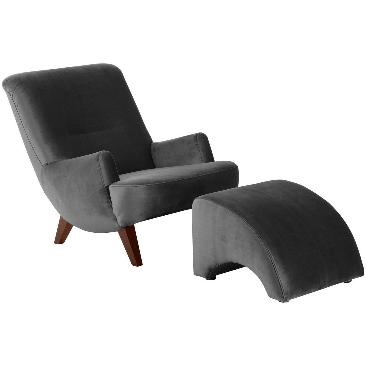 SESSEL Kajsa 71x80x101 Bezug Samtvelours Buche nussbaum/anthrazit - Anthrazit/Nussbaumfarben, Kunststoff (101/80/71cm) - 58aufmkessel