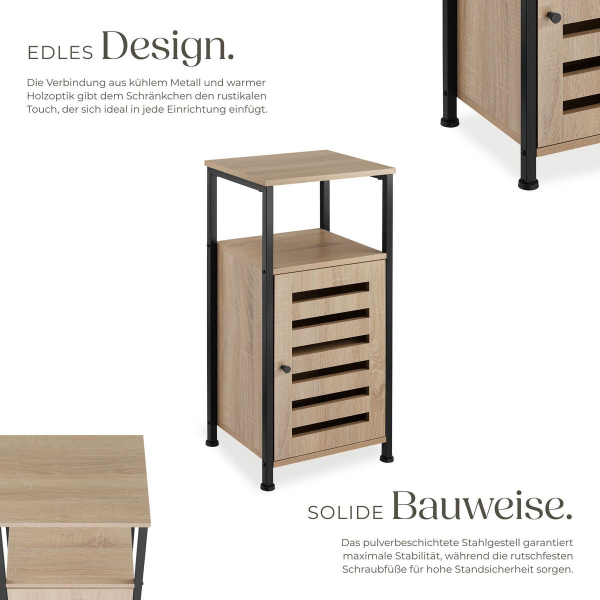 BEISTELLSCHRANK Durham,38,5 x 31,5 x 81 cm,Industrial Holz hell, Eiche Sonoma - Naturfarben, Holz (38.5/81/31.5cm) - tectake