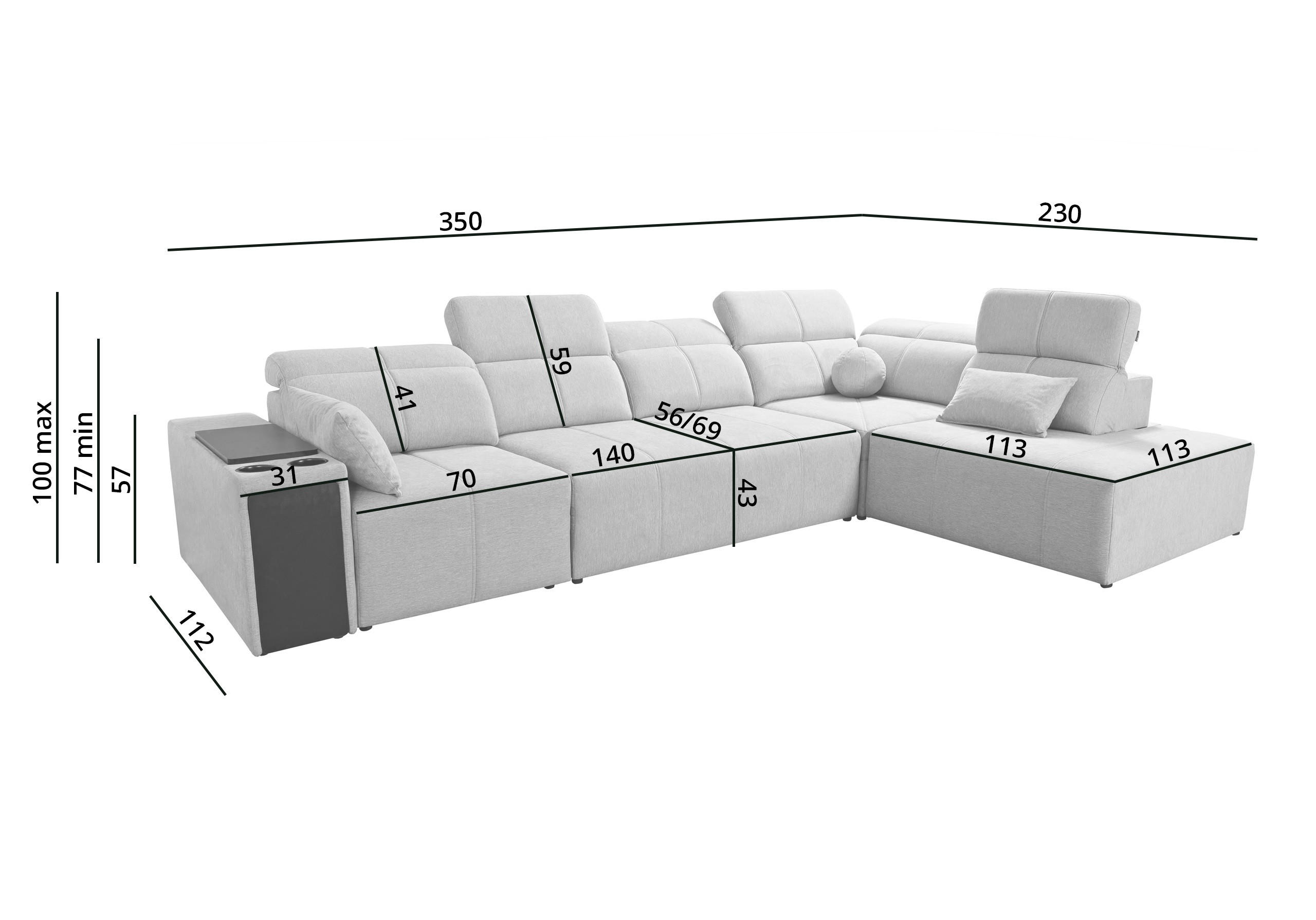 Thumbnail - Kaiser Möbel Ecksofa, Grün, Textil, 4-Sitzer, L-Form, Ottomane links, Ottomane rechts,L-Form, 350x230 cm, Wohnzimmer, So...