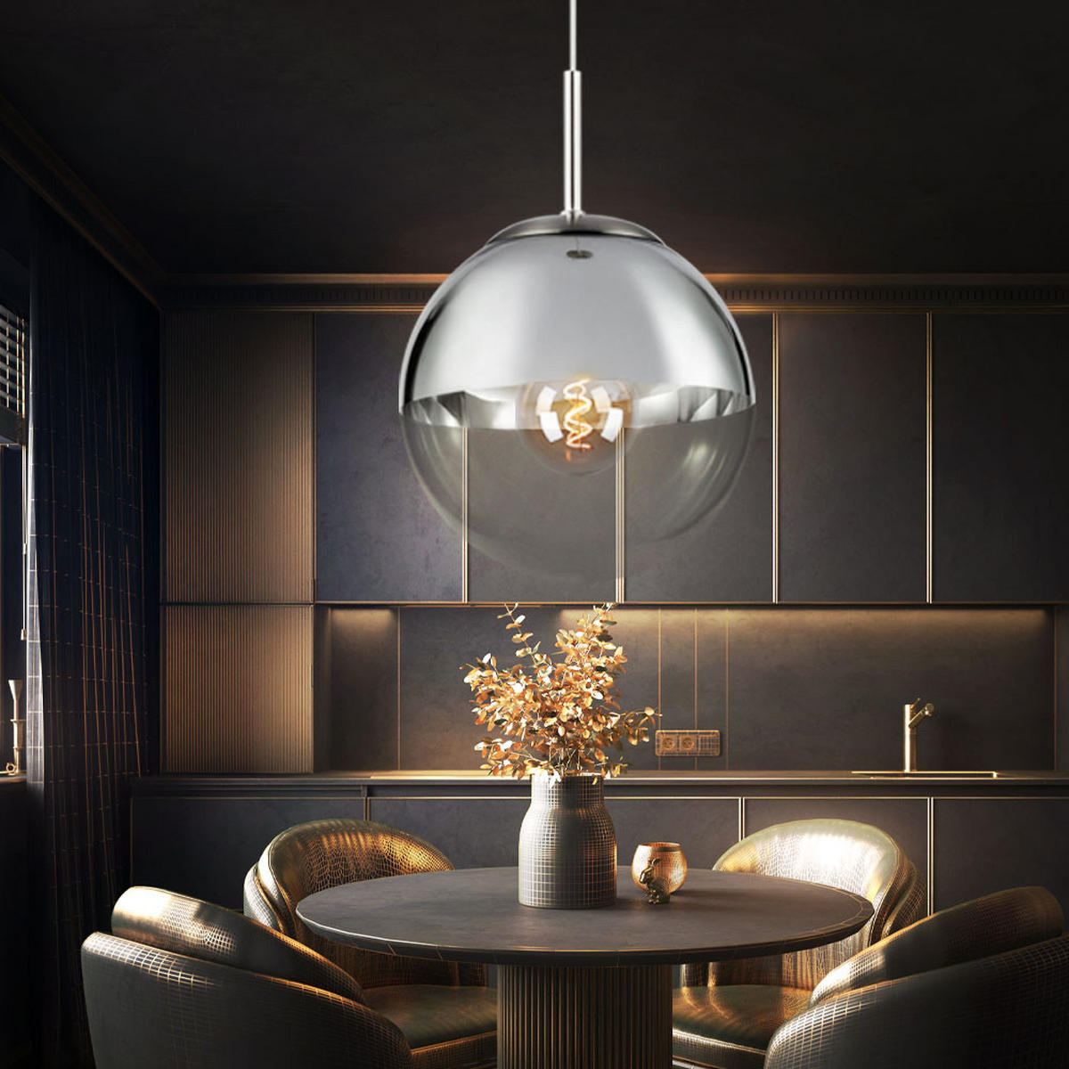 LED HÄNGELAMPE VARUS Silber Transparent - Silberfarben, Glas (30/30/120cm) - Globo Lighting