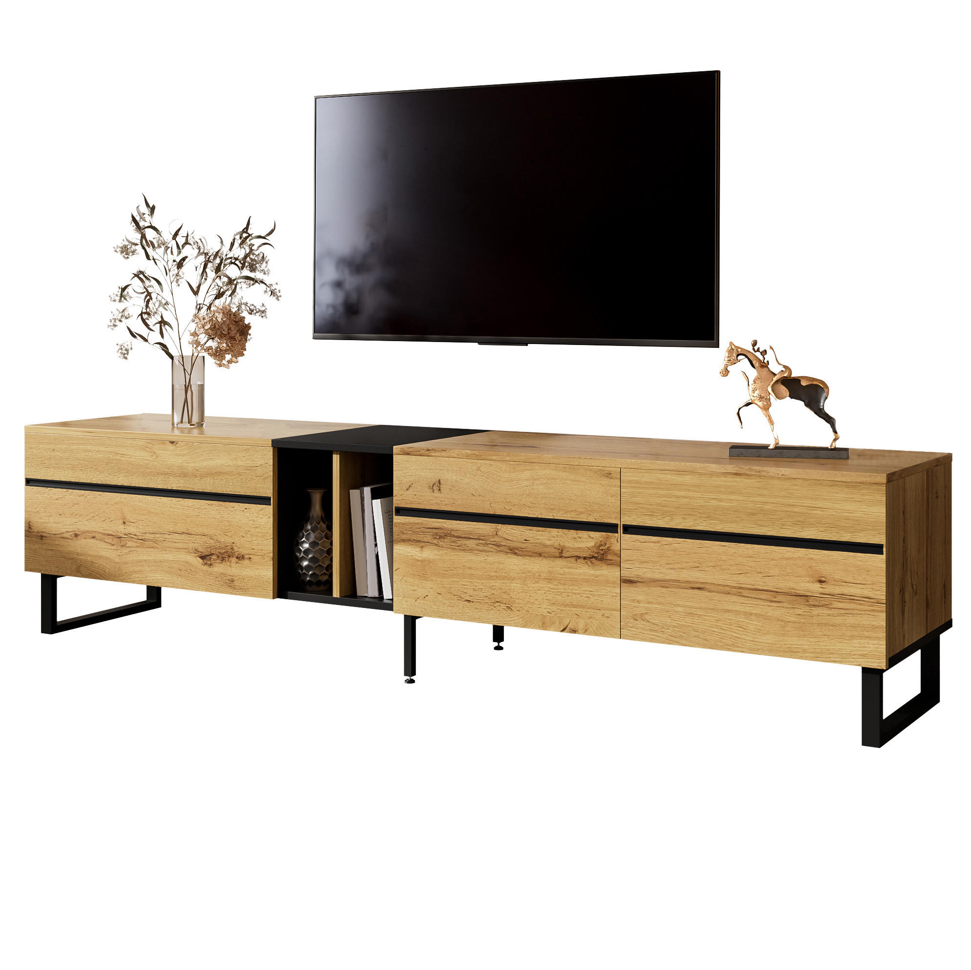 TV-LOWBOARD mit Klappfach 180 x 38 x 45 cm Holzoptik - Braun, Holzwerkstoff (38/45/180cm) - Beauniv