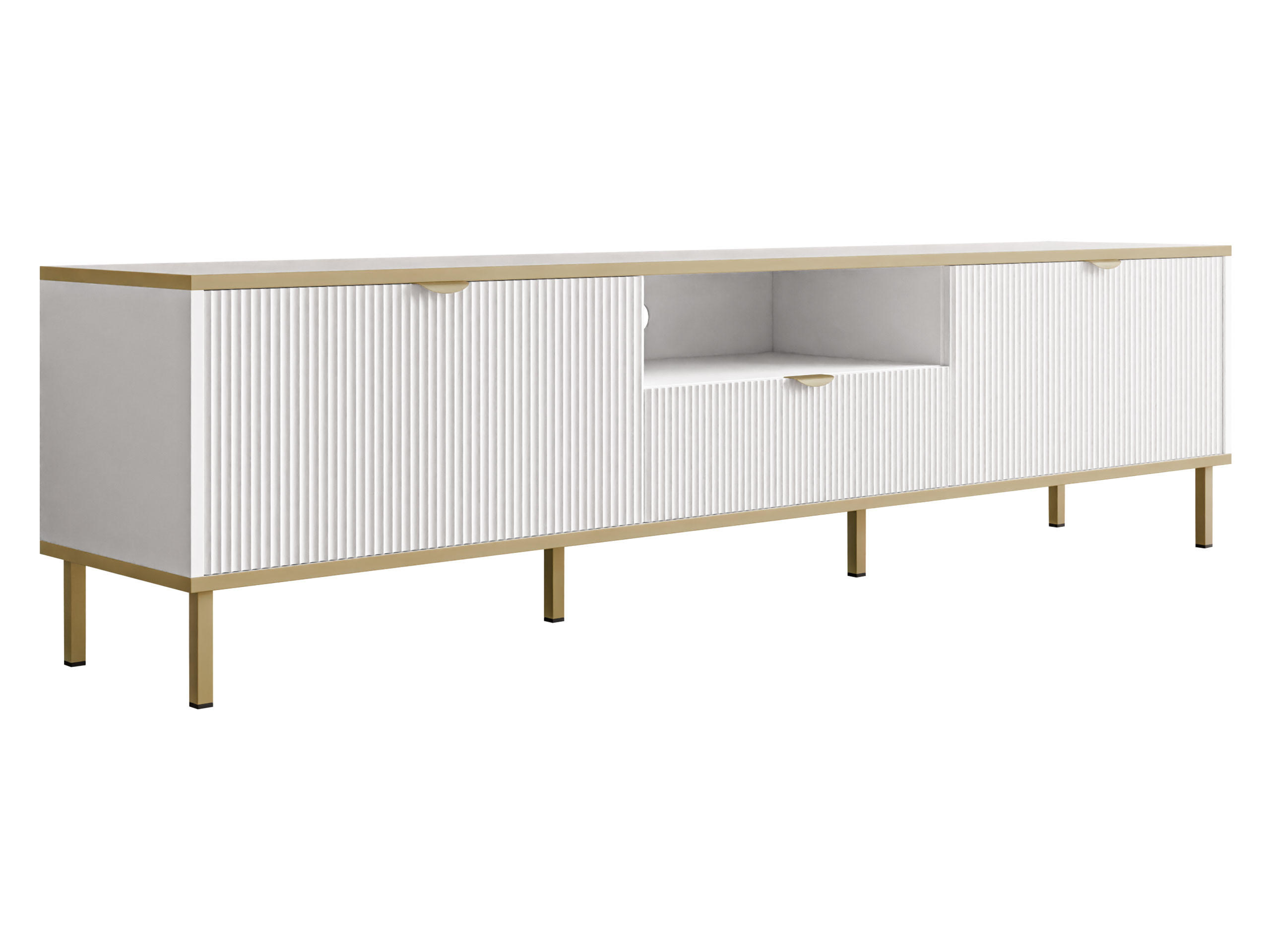 TV-LOWBOARD Werkoz 2K1S - Goldfarben/Weiß, Holzwerkstoff/Metall (181/46/35cm) - MIRJAN24