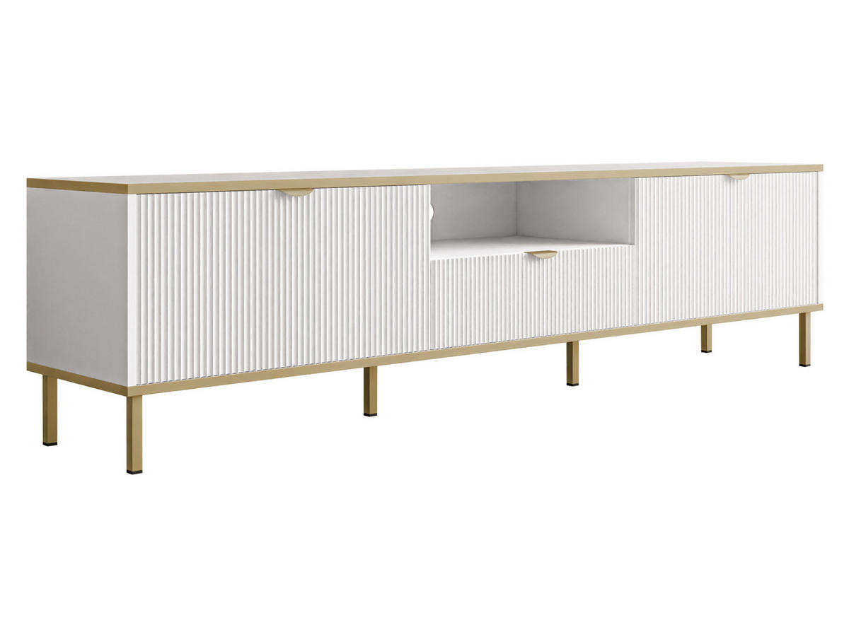 TV-LOWBOARD Werkoz 2K1S - Goldfarben/Weiß, Holzwerkstoff/Metall (181/46/35cm) - MIRJAN24