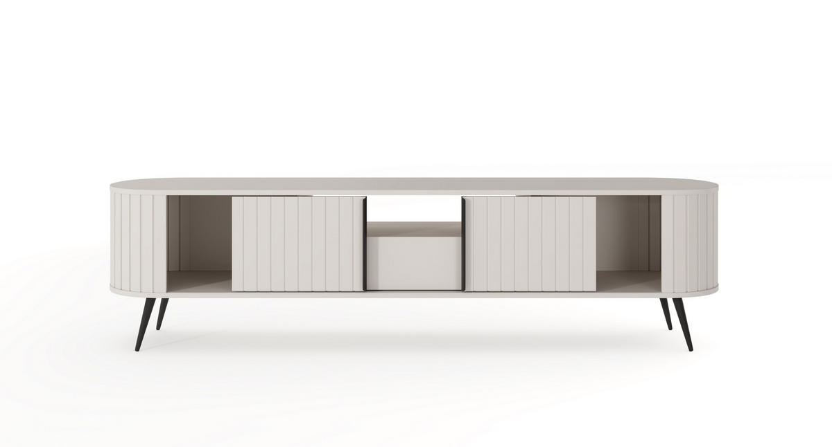 TV-SCHRANK, hellgrau, 196 x 51,2 x 40,2 cm - Schwarz/Grau, Holzwerkstoff/Metall (196/51.2/40.2cm) - 3XE LIVING