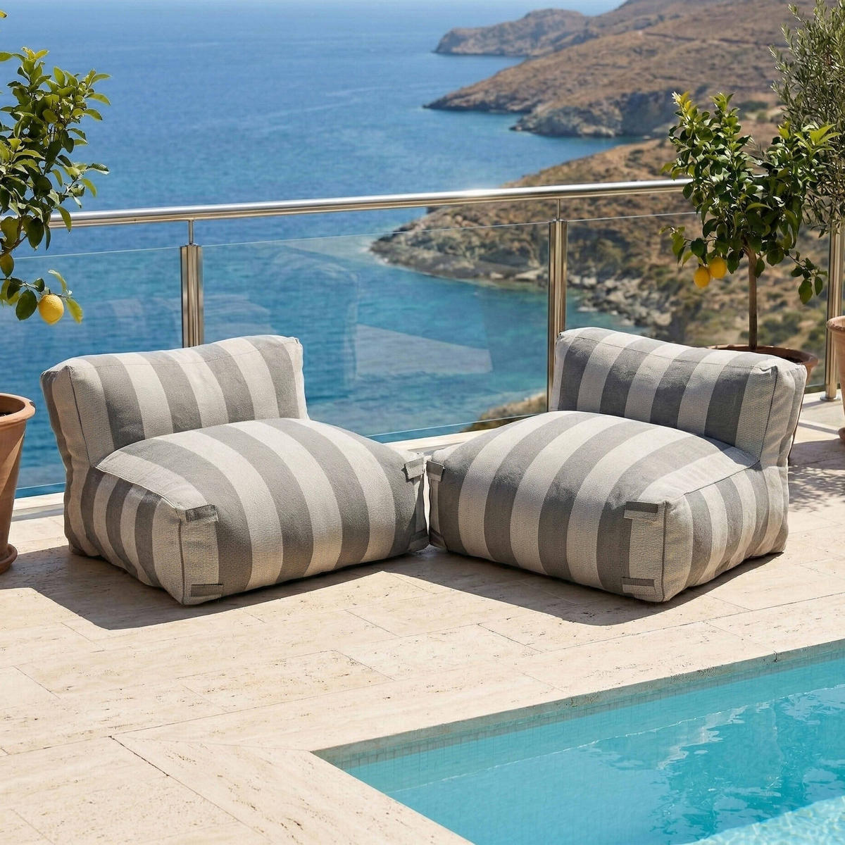 SESSEL 2-tlg., grau - Grau, Textil (85/65/170cm) - Oviala