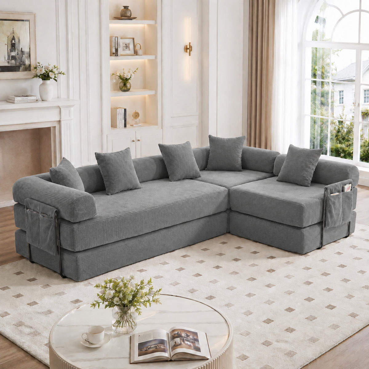 ECKSOFA DE-33695 mit Vakuumverpackung Dunkelgrau - Dunkelgrau, Textil (270/180cm) - ComfortXL
