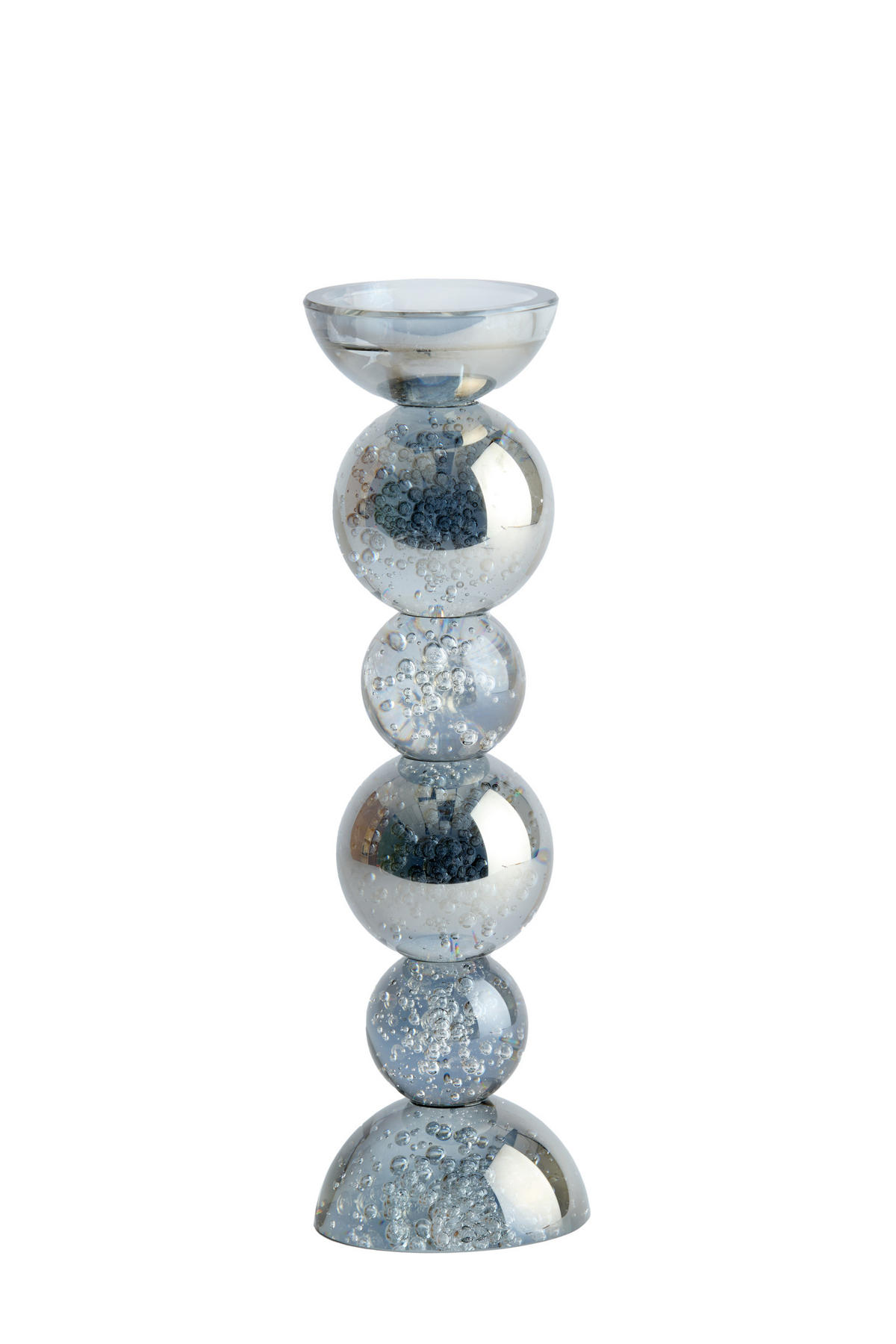KERZENSTÄNDER Itinga - Grau - 9.5/9.5/34 cm - Grau, Glas (9.5/34/9.5cm) - Light & Living