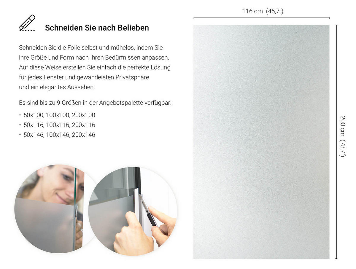FENSTERFOLIE – 200x116 cm - Transparent, Kunststoff (200/116/0.1cm) - Wallfluent