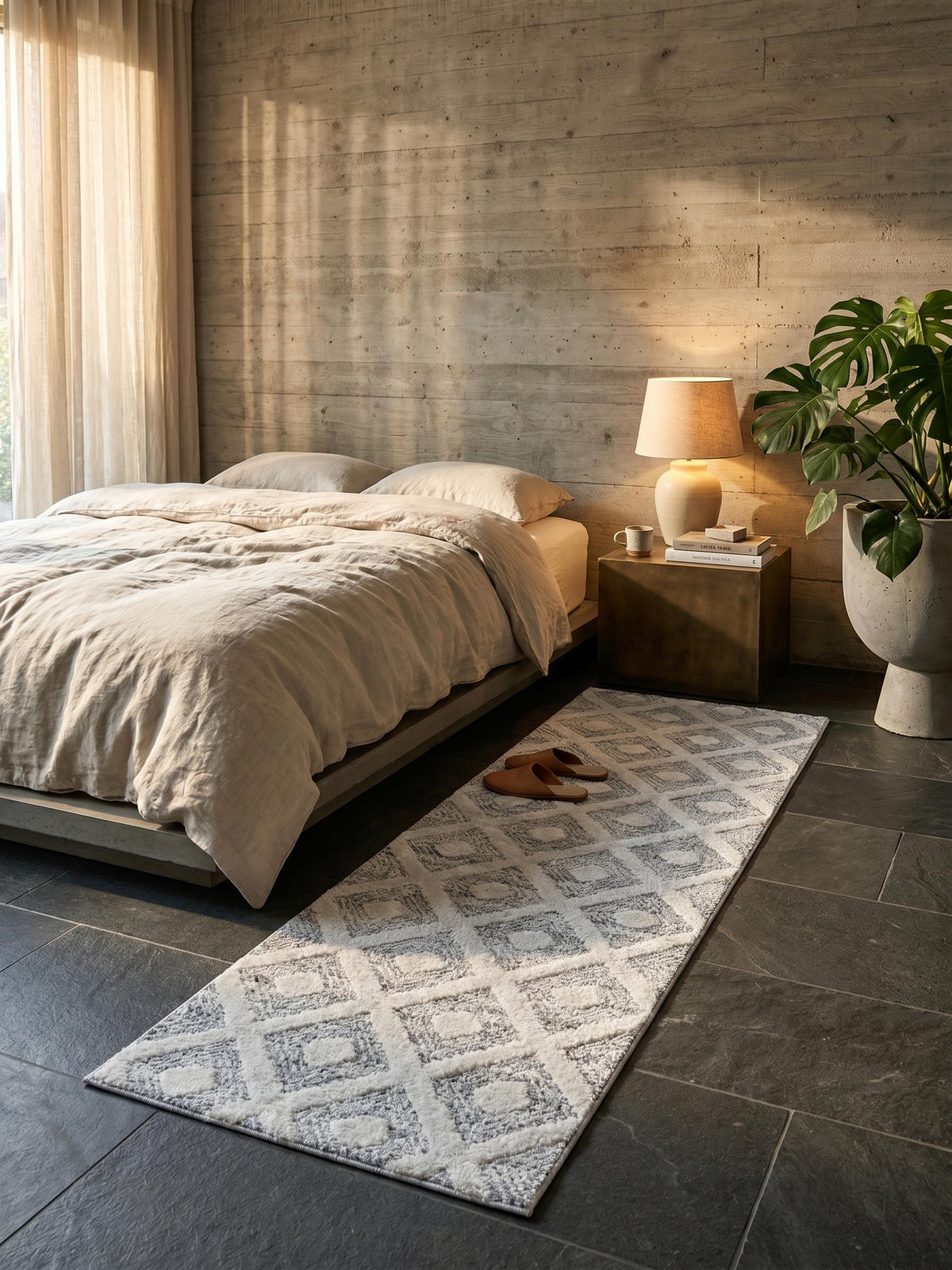 TEPPICH Esszimmer 3D Grafisch Elegant Waschbar Wohnzimmer Läufer Grau 80x250 cm – EISACK - Grau, Textil (250/80cm) - KADIMA DESIGN