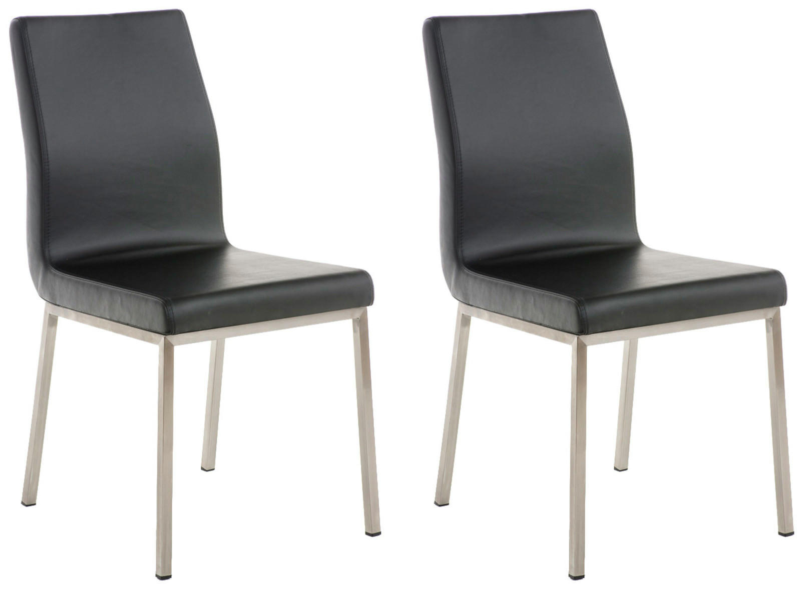 STUHL 2er Set Lederlook Schwarz - Edelstahlfarben/Schwarz, Textil/Metall (40/88/50cm) - CLP