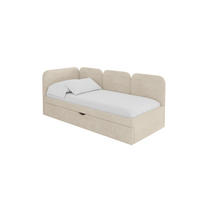 EINZELLBETT Jugendbett mit Bettkasten und Matratze H3/H4, Rechts - ALVY 90x200 Beige - Naturfarben, Holzwerkstoff/Textil (90/200cm) - ALTDECOR