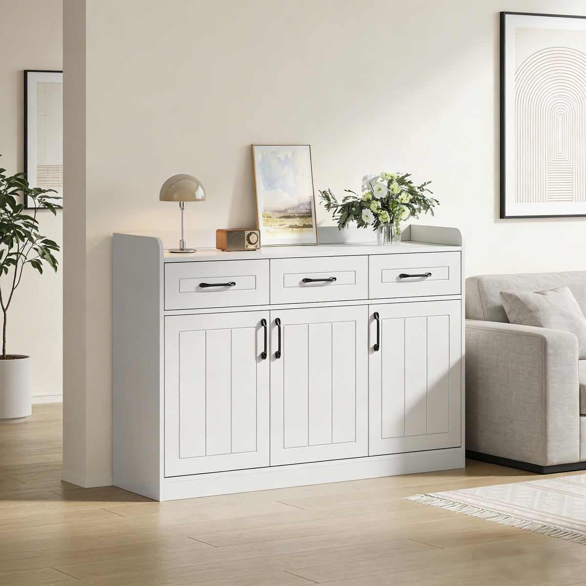 SIDEBOARD Weiß 120/35/80 cm - Weiß, Holzwerkstoff (120/80/35cm) - PANGIVO