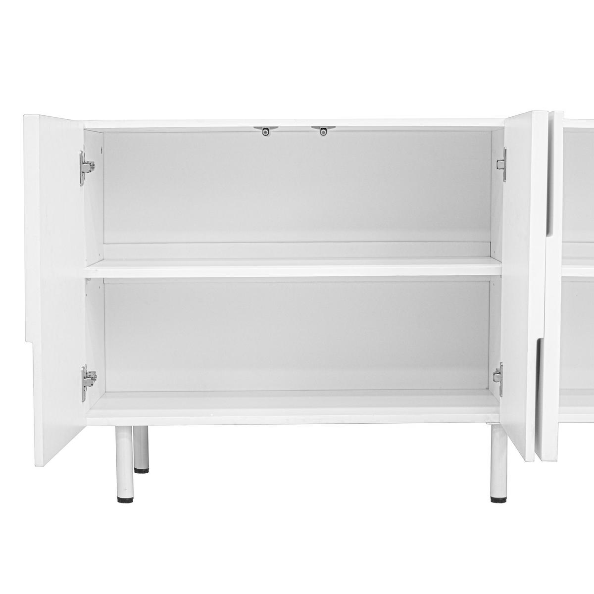 SIDEBOARD Weiß geometrisch modern Stauraum minimalist - Weiß, Holzwerkstoff (38.5/70/160cm) - FLIEKS