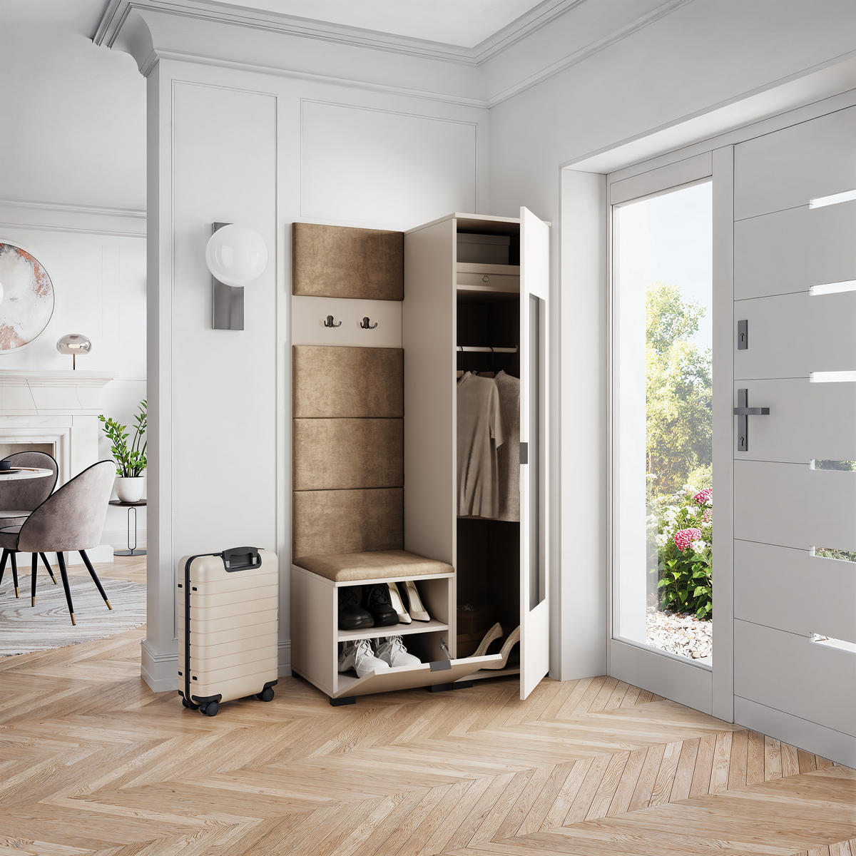 GARDEROBENSCHRANK VIRA 95/181/51 cm Modern Garderobe-Set Kaschmir - Kaschmir/Beige, Holzwerkstoff (95/181/51cm) - MASSENO