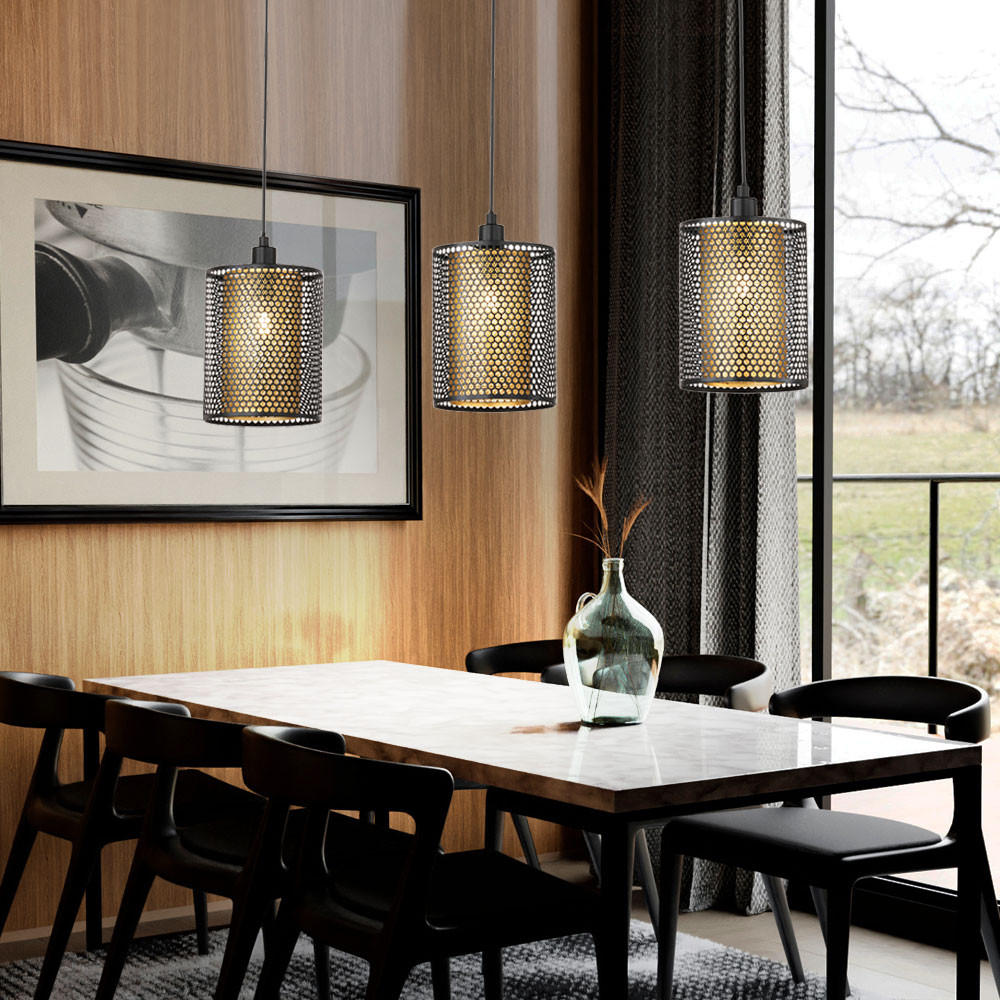 HÄNGELEUCHTE CHEVAL Schwarz Gitteroptik - Schwarz, Metall (85/15/150cm) - Wofi