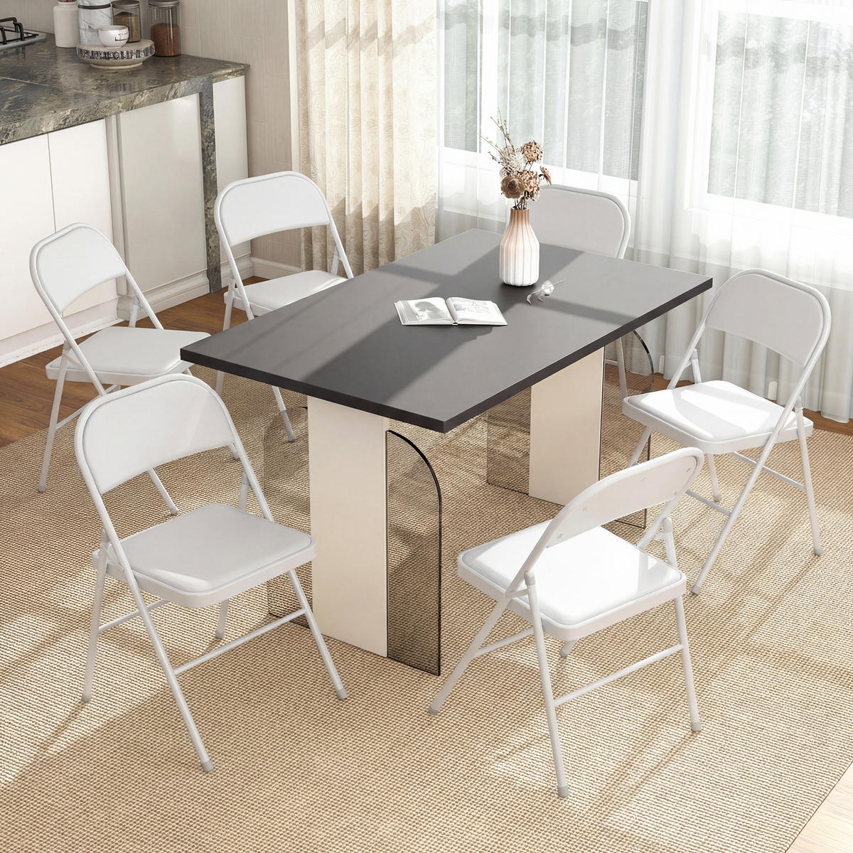 KLAPPSESSEL Weiß 6 Stück - Weiß, Naturmaterialien (45/78/46cm) - GiPP