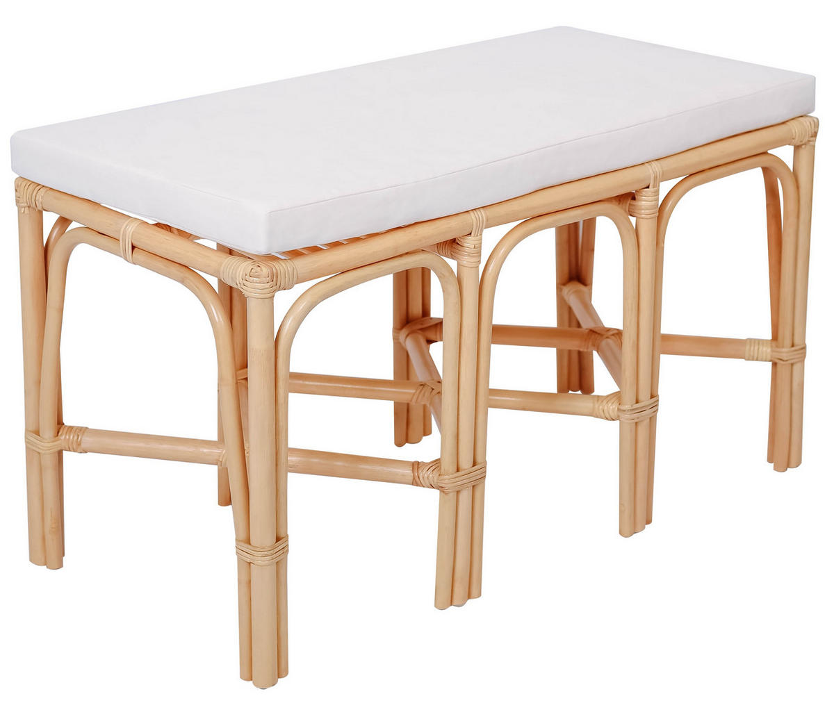 SITZBANK Rattan Beige - Braun, Holz (90/51/42cm) - Nordlys