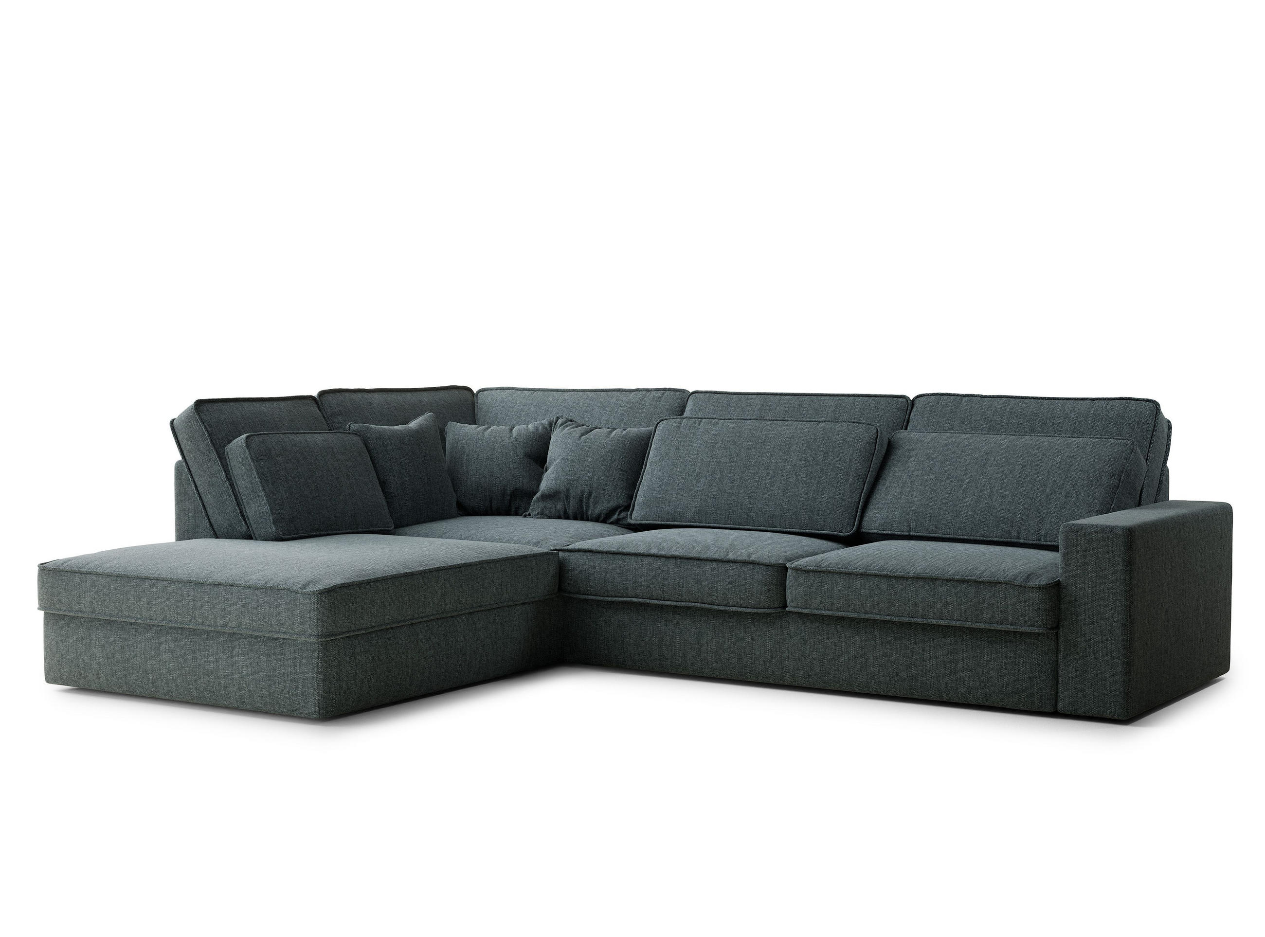 ECKSOFA Kirou Blau Webstoff - Links Seite - Blau/Schwarz, Holz/Holzwerkstoff (225/311cm) - Maison de Reve