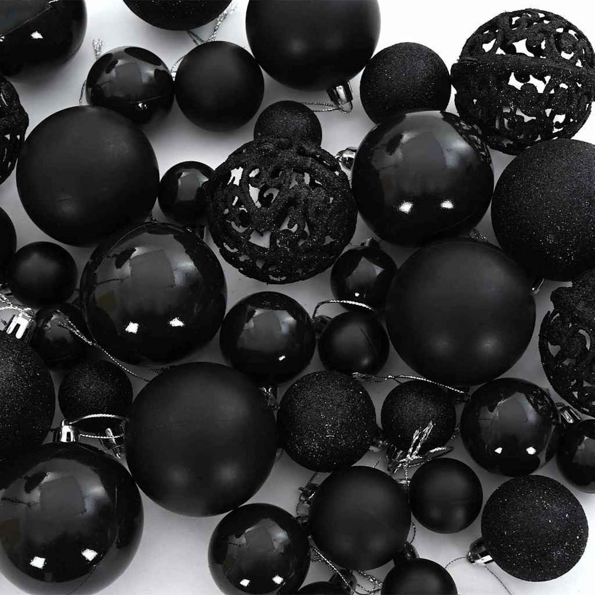 WEIHNACHTSKUGELSET 120 -teilig Schwarz Kunststoff - Schwarz, Kunststoff (6/27/6cm) - vidaXL