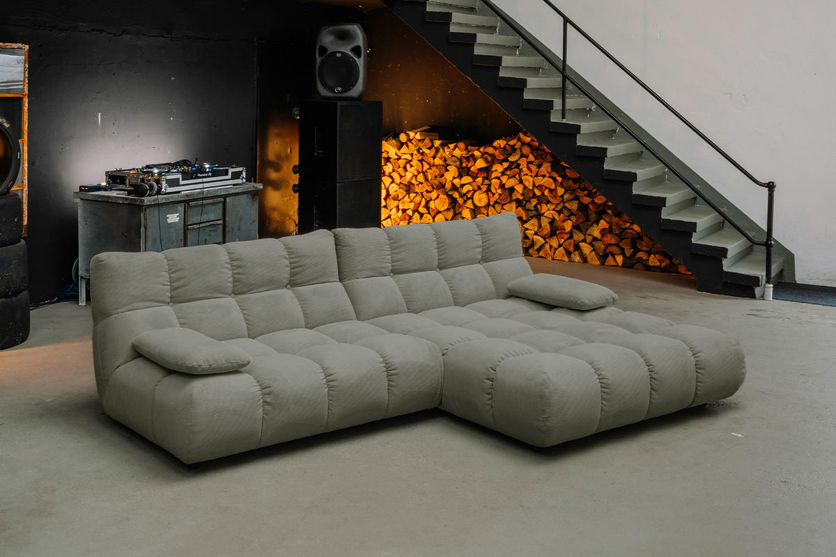 ECKSOFA VIVIEN Grün Cord - Schwarz/Olivgrün, Kunststoff/Textil (290/178cm) - KAWOLA