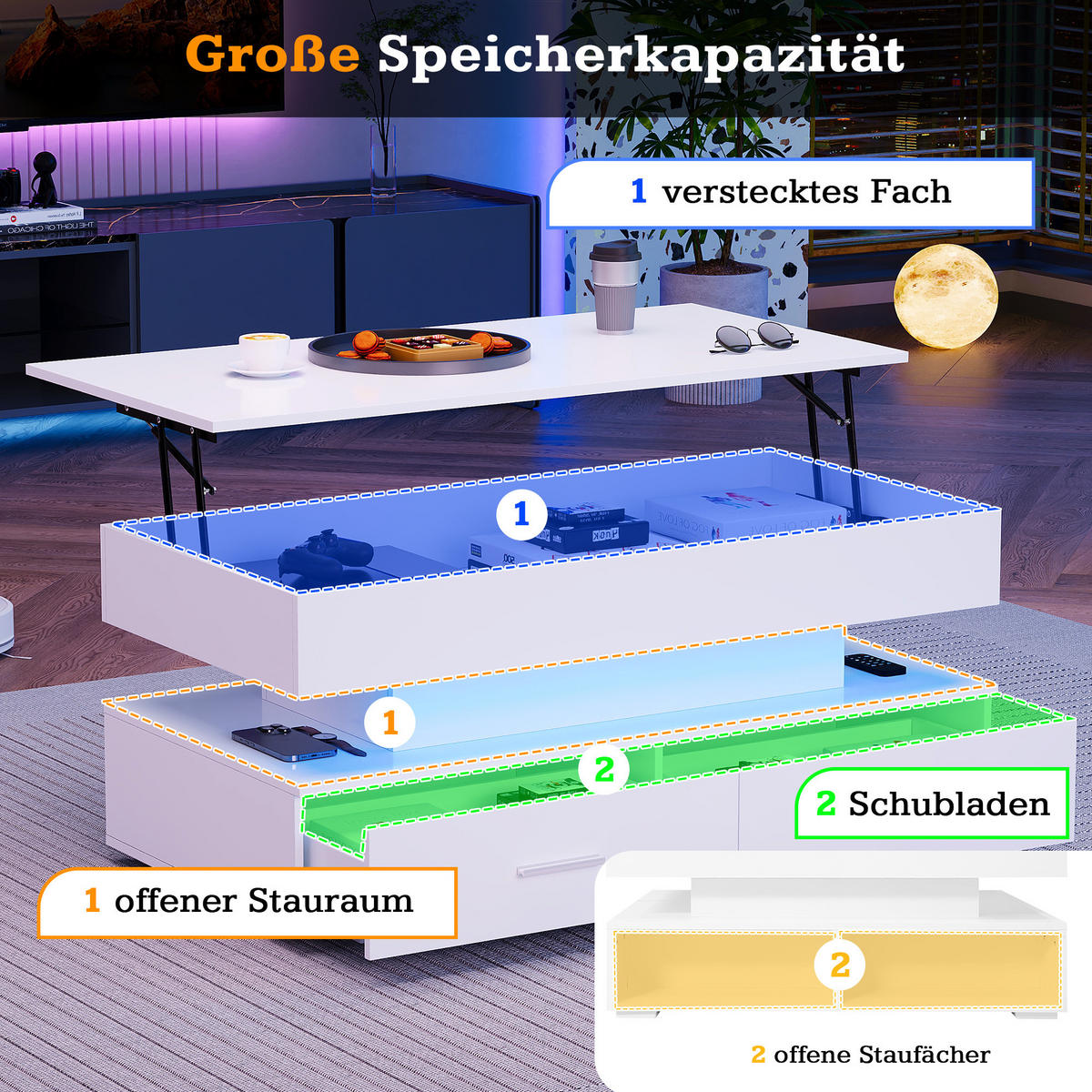 COUCHTISCH Weiß 100/50/44 cm - Weiß, Holzwerkstoff (100/50/44cm) - Urban Meuble
