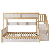 ETAGENBETT Etagenbett mit Rollbett Weiß/Natur - Naturfarben, Holz (90/200cm) - ComfortXL