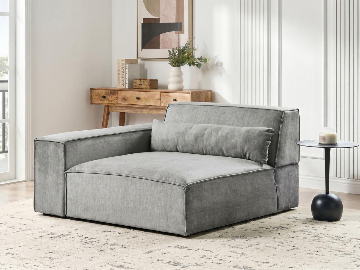 ECKMODUL Stoff Grau rechtsseitig Hellnar - Dunkelgrau, Textil (131/70/126cm) - Beliani