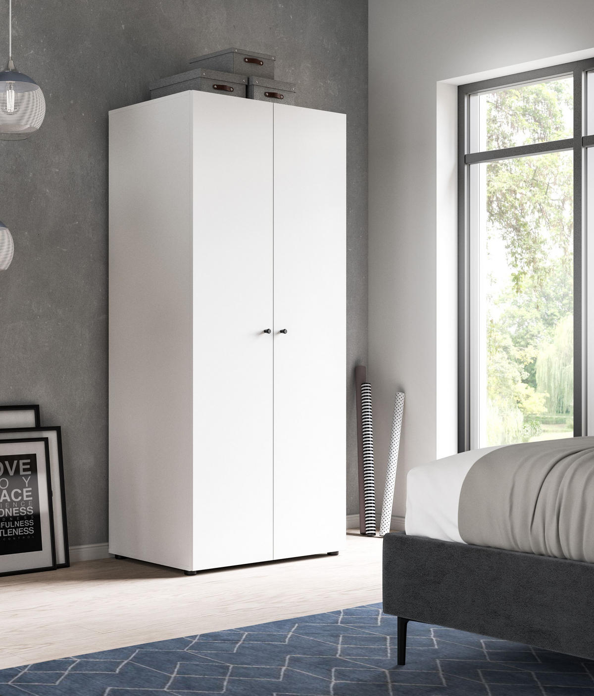KLEIDERSCHRANK 2-türig DARWIN (B/H/T: ca. 80/176/51 cm) in Weiß/weiß - Weiß, Holzwerkstoff (80/176/51cm)