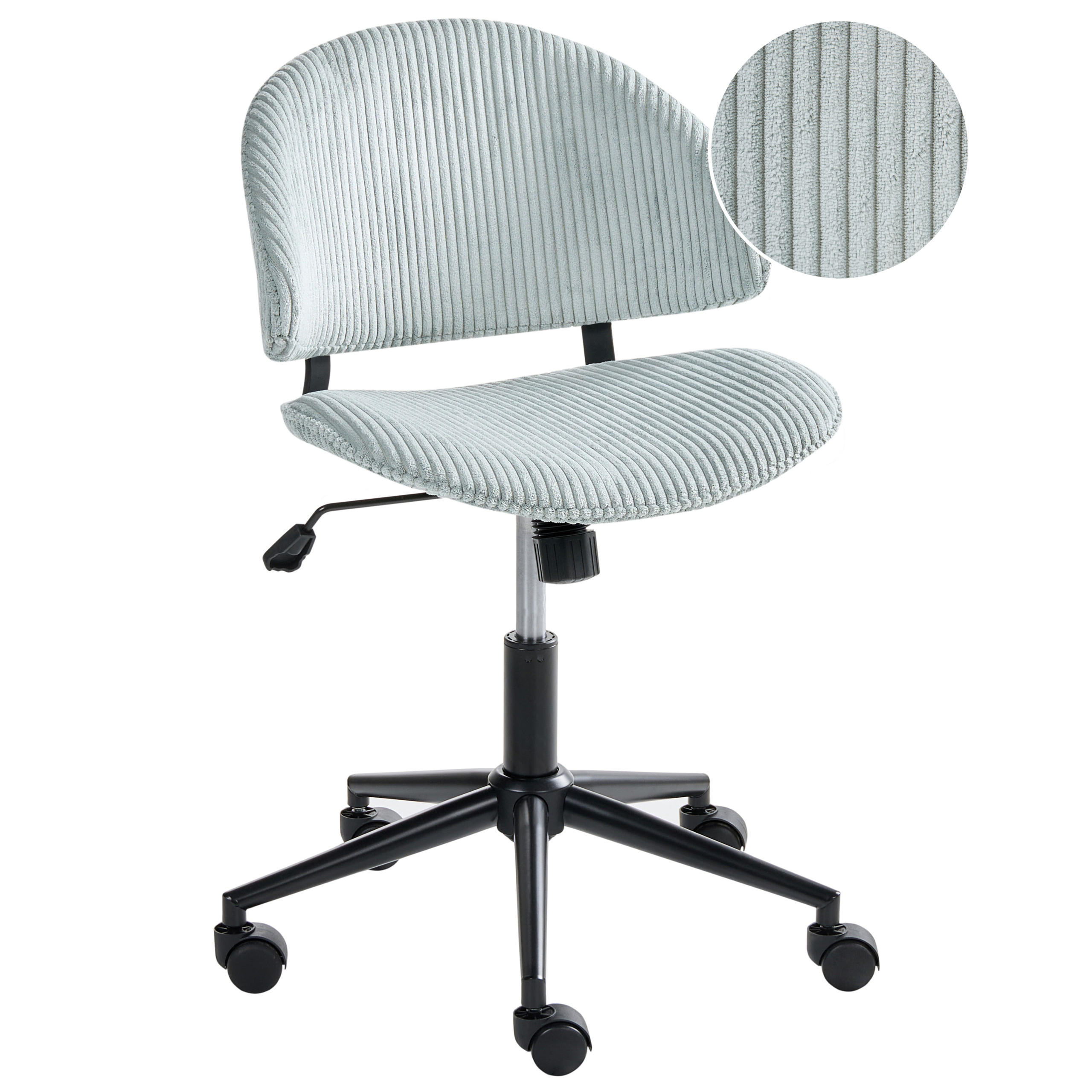 BÜROSTUHL Cord Hellblau Kiana - Hellblau, Textil (55/74/55cm) - Beliani