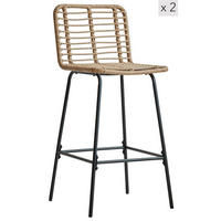 BARHOCKER 2er-Set Rattan Braun - Braun, Holz (47.5/103/47cm) - Nordlys