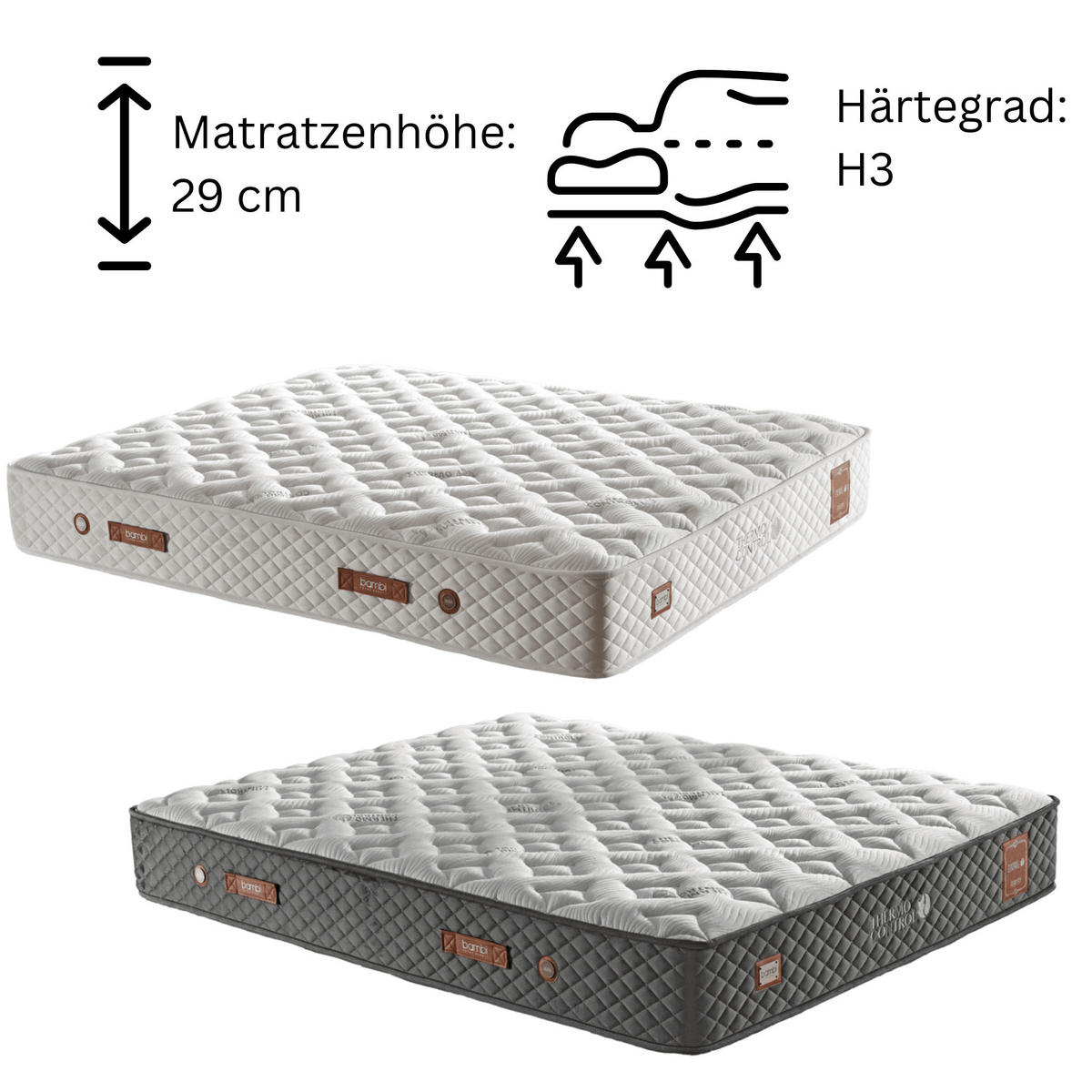 BOXBETT Thermo Control Anthrazit 180x200 - Anthrazit, Holz/Metall (180/200cm) - Bambi
