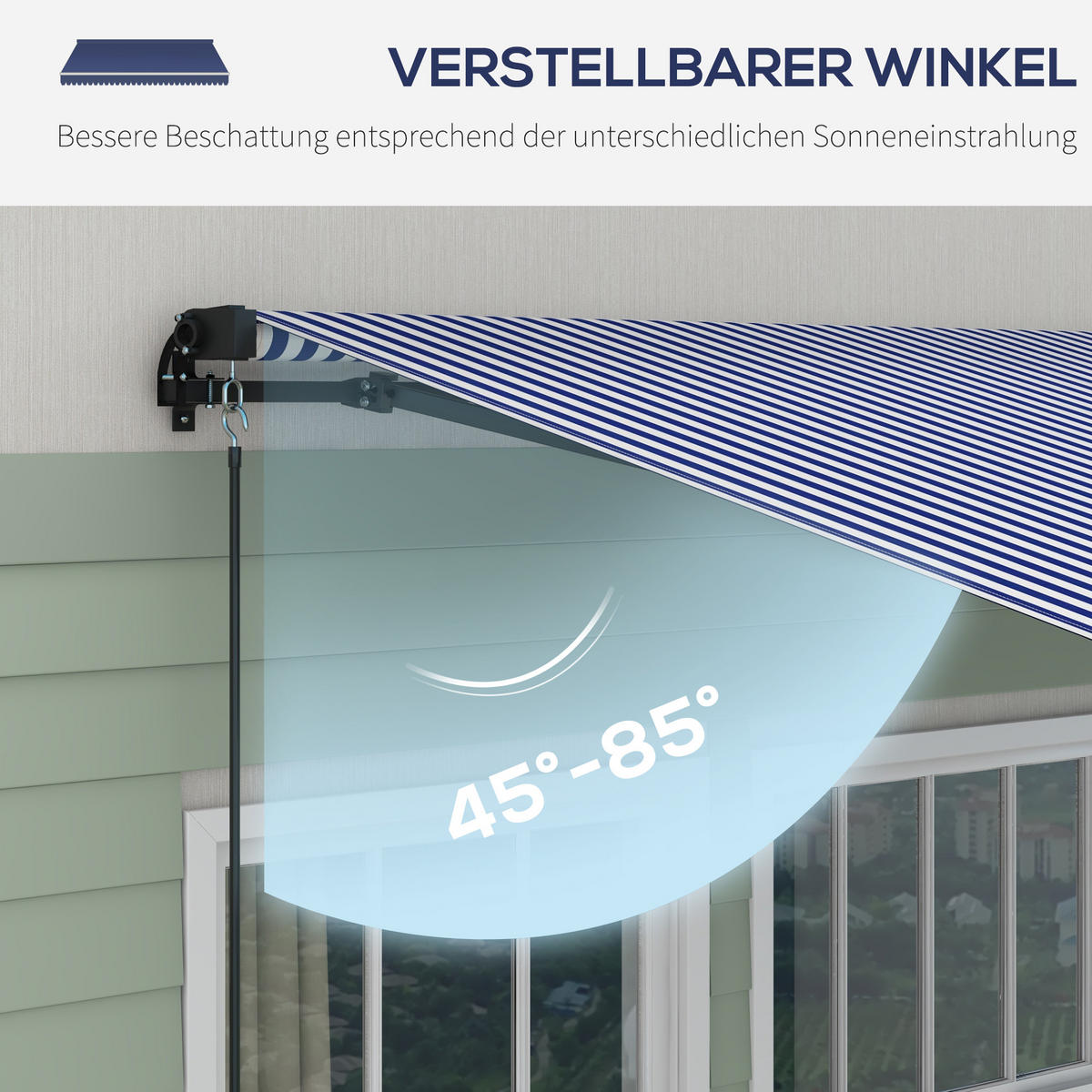 MARKISE, Blau+Weiß, Polyesterstoff, Aluminium - Blau, Metall (290/1/350cm) - Outsunny