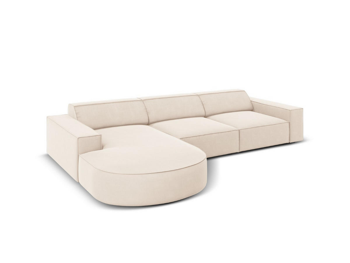 ECKSOFA links Jodie aus Samt leichtes beige 4 Sitzplätze - Beige, Textil (166/284cm) - Micadoni