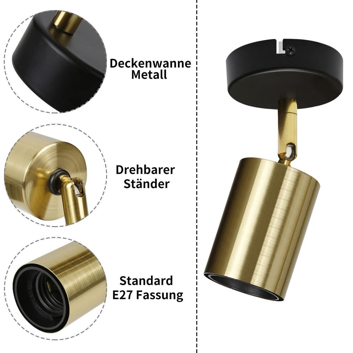 STRAHLER Nixie 1-flammig 9/4/12 cm - Goldfarben, Metall (9/4/12cm) - Nettlife