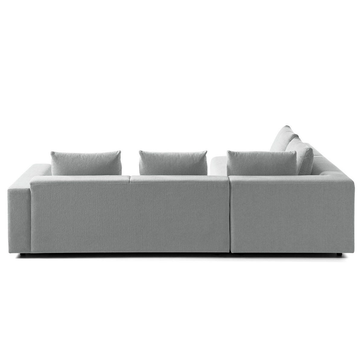 ECKSOFA mit Ottomane - Webstoff - Hellgrau/Schwarz, Kunststoff/Textil (283/237cm) - home24