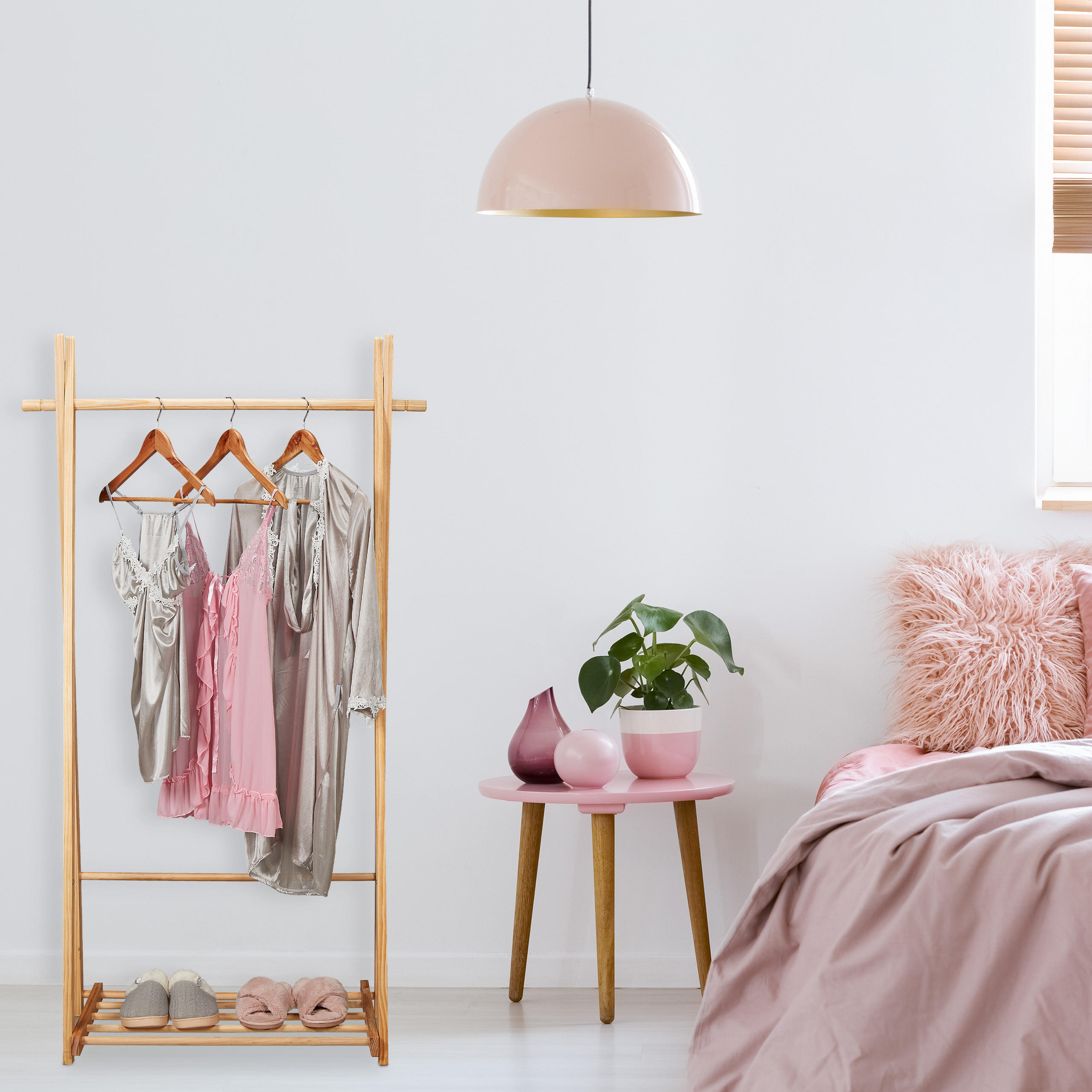 KLEIDERSTÄNDER - Hellbraun, Holz (87.5/153/45cm) - Relaxdays