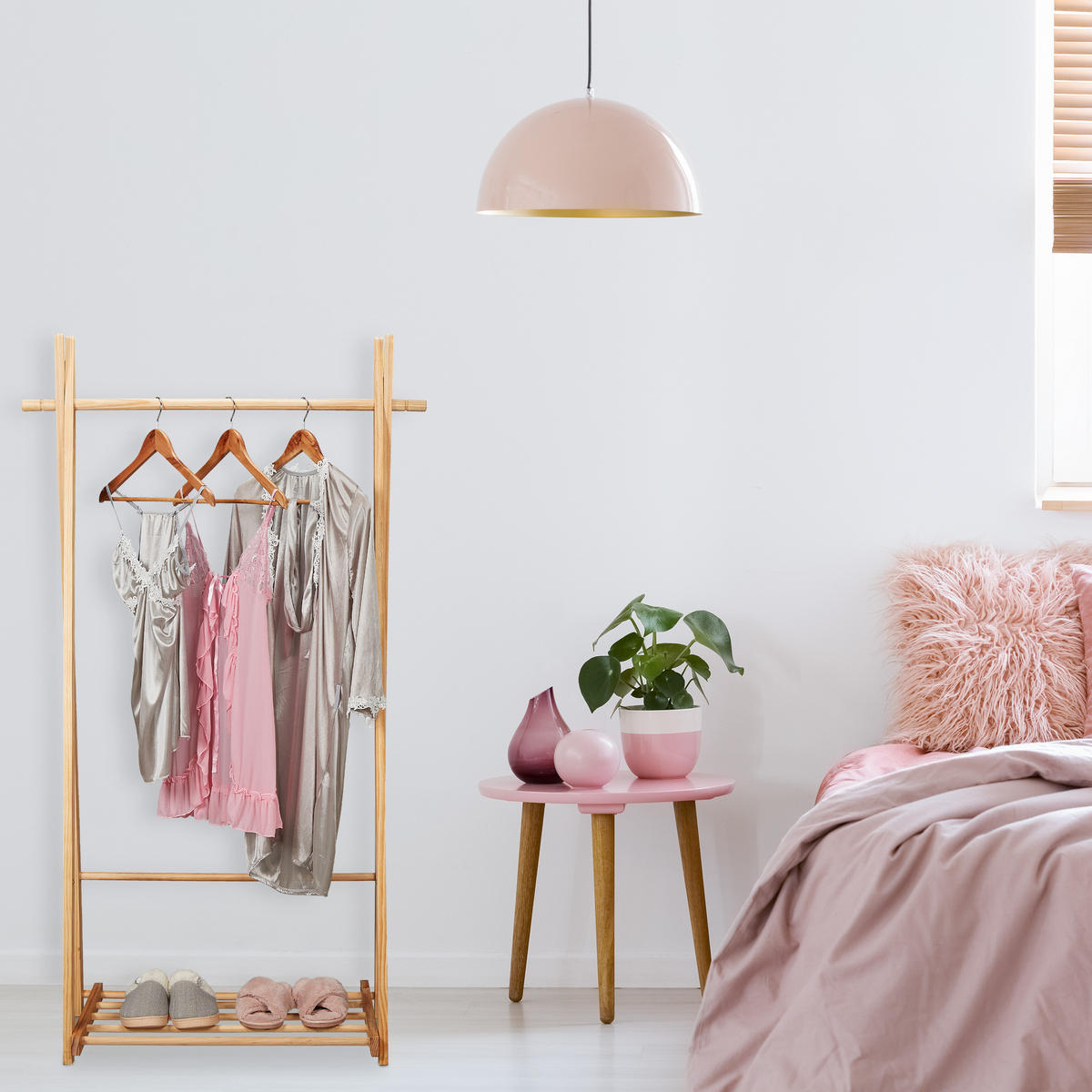 KLEIDERSTÄNDER - Hellbraun, Holz (87.5/153/45cm) - Relaxdays