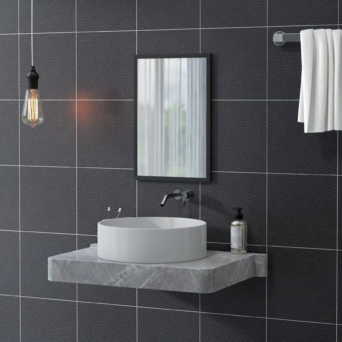 WANDSPIEGEL MDF Glas Schwarz - Schwarz, Holzwerkstoff (2/60/40cm) - HOMCOM
