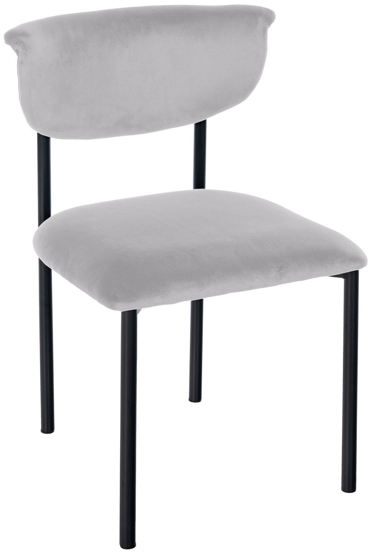 STUHL Samt Grau - Grau, Textil/Metall (52/78/53cm) - CLP