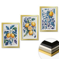WANDBILDER 3er Set - 20x30 cm Goldrahmen - Zitronenzweige mit blauen Blättern - Goldfarben, Kunststoff (20/30cm) - ArtPrintCave