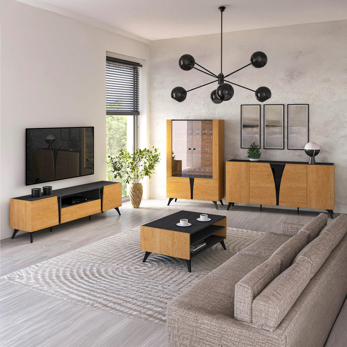 SIDEBOARD Soah Holz und Schwarz - Schwarz, Holzwerkstoff (170/82/40cm) - Petits-meubles