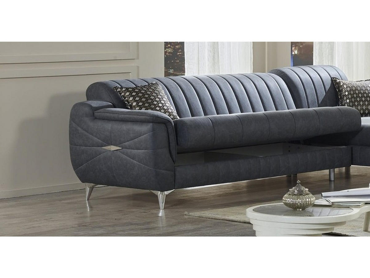 ECKSCHLAFSOFA Osorno Relax Ecksofa - Langer Schenkel Links - Anthrazit, Holzwerkstoff/Kunststoff (310/180cm)