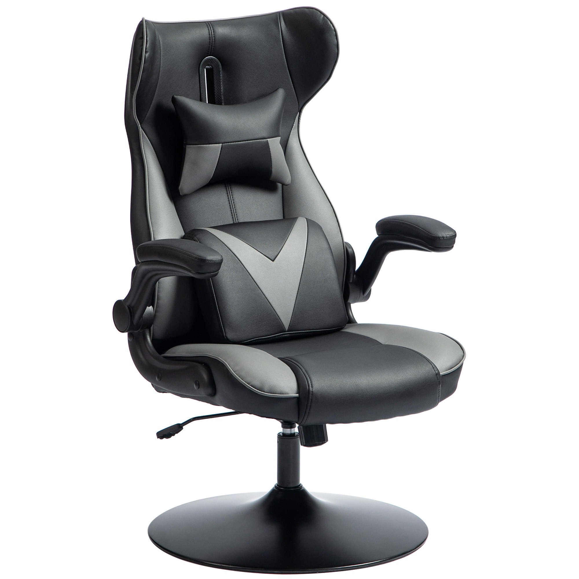 GAMING-STUHL mit Wippenfunktion,bis 120 kg belastbar, Schwarz+Grau - Grau, Kunststoff (67/112/71cm) - Vinsetto