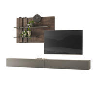 WOHNWAND Thermo Eiche, grau, Wohnkombination 3-teilig 304 x 170 cm - Eichefarben/Grau, Holzwerkstoff (304/170/30cm) - Furn.Design