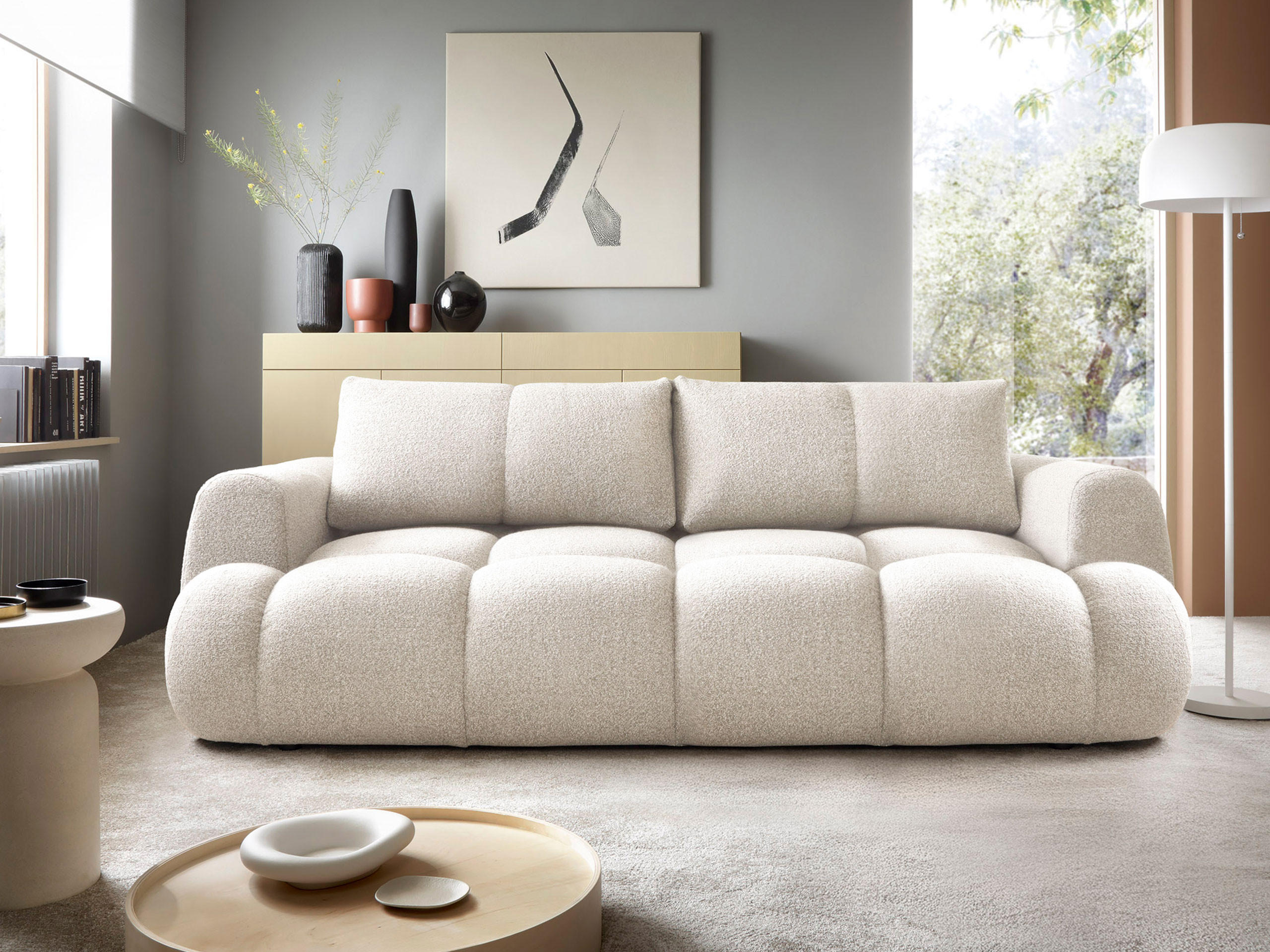 SCHLAFSOFA Mitto - Creme/Schwarz, Holzwerkstoff/Kunststoff (250/85/117cm) - MIRJAN24