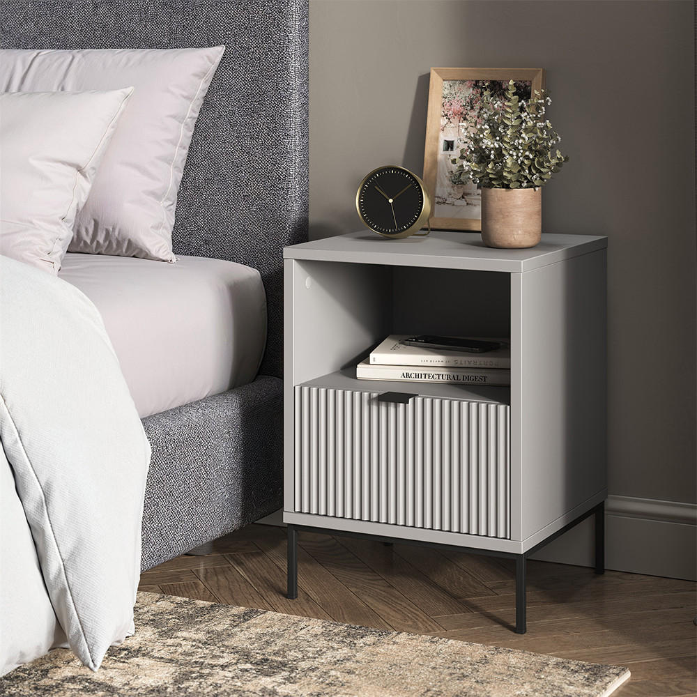 NACHTTISCH Eliza Grau 40 x 55 cm mit 1 Schublade - Grau, Holzwerkstoff (40/55/38.1cm) - Vicco