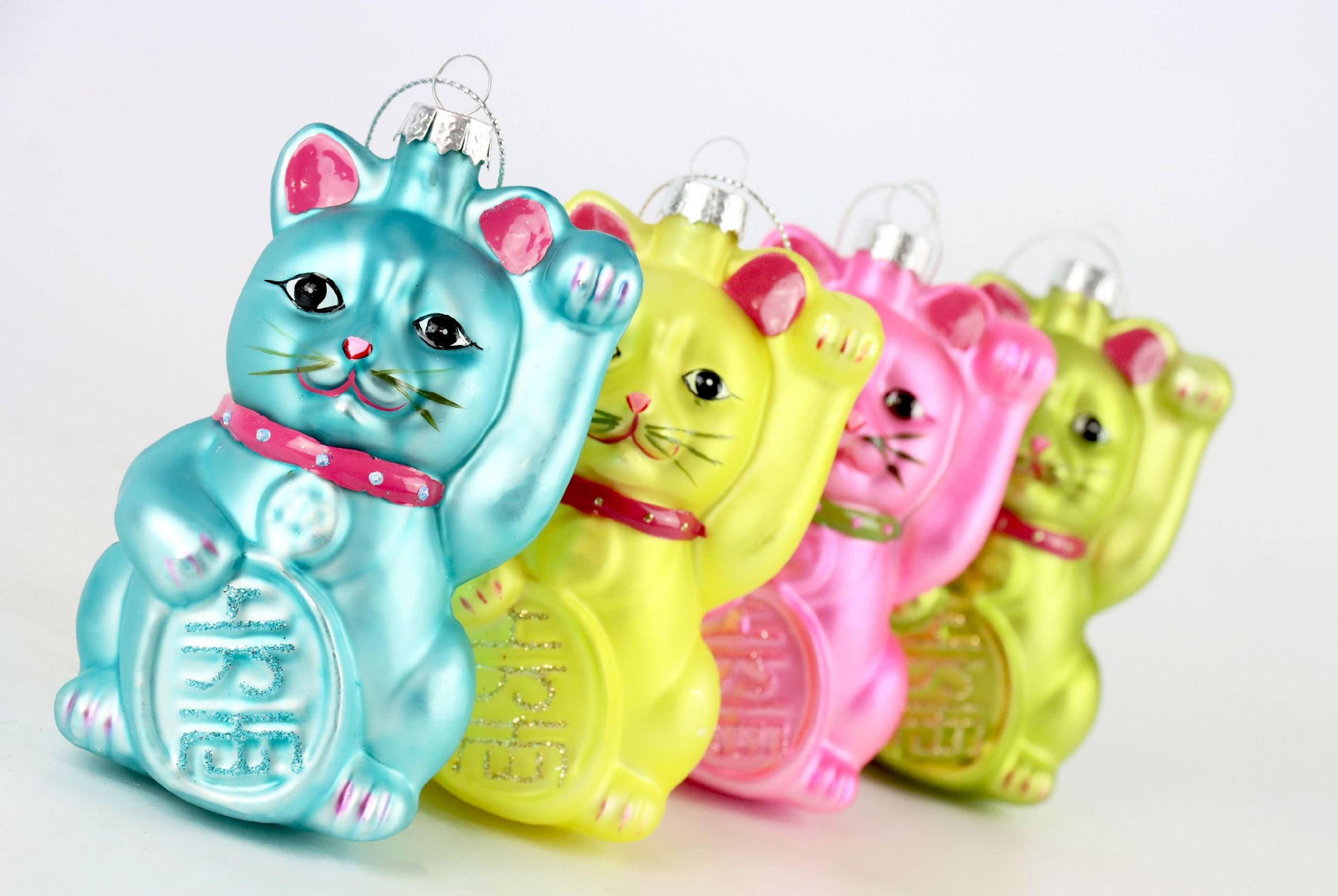 GLASSCHMUCK Lucky Cat 4-tlg. - Multicolor, Glas (6/11/6cm) - FURNARO